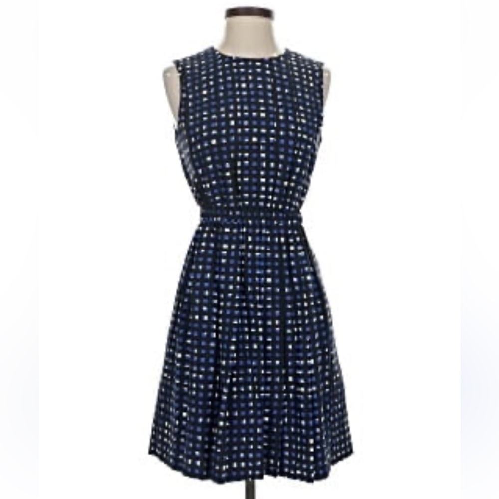 Kate Spade NY Navy Geometric Print A-Line Sleeveless Dress with Pockets Size 14